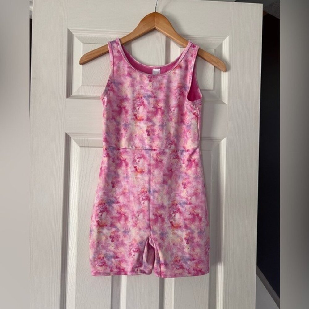 Cat & Jack Pink Tie Dye Romper XL Athletic Dance Biker Short Outfit